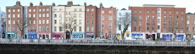 Liffey quays row of houses, Dublin