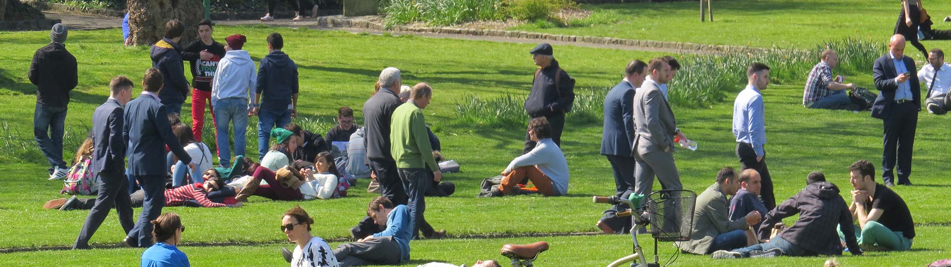 Dublin park people relaxing