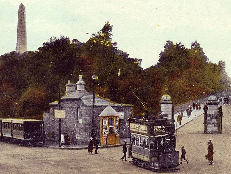 Phoenix Gate terminus. In the front is the DUTC electric tram, and in the background the steam tram to Lucan.