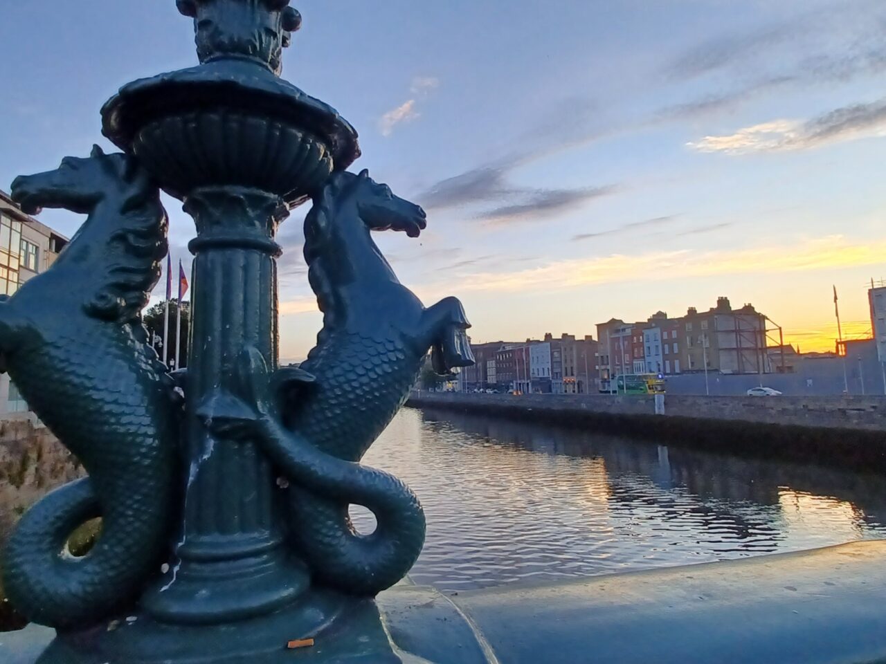 Liffey, Bridge view, evening, Dublin